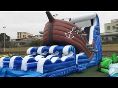 Outdoor Inflatable Water Slides PVC Tarpaulin Puncture Proof With Pool